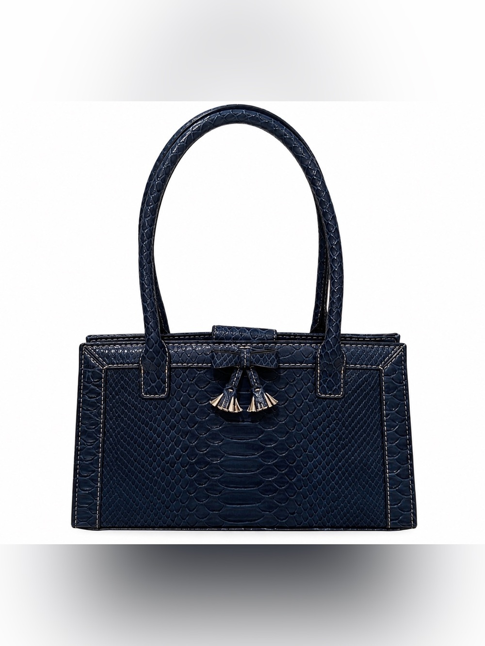 Liz Claiborne Navy Blue Faux Crocodile Mini Shoulder Bag Vintage